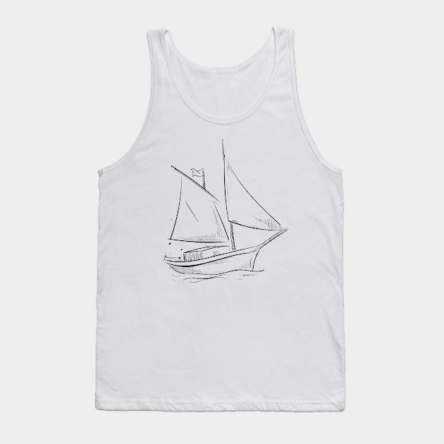 Sailor Sailing Sailboat Minimalism Design Tank Top by HBfunshirts